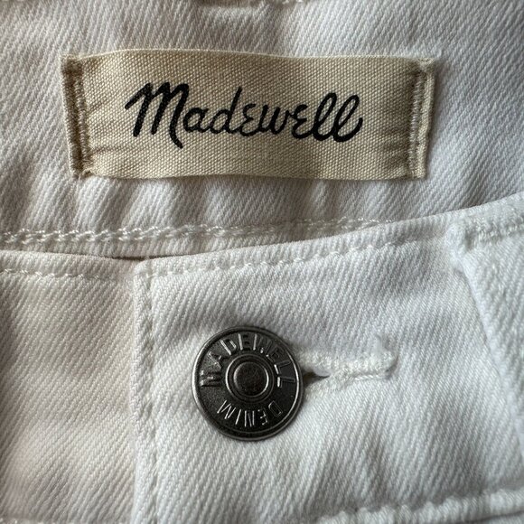 Madewell Womens 25 Jeans The Perfect Vintage Straight Rip Raw Hem White - Picture 7 of 9